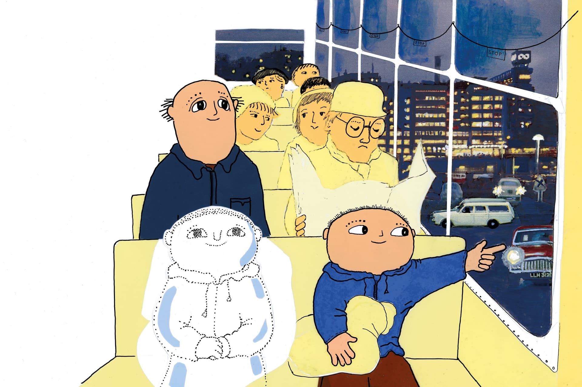 Bild ur Gunilla Bergströms bok "Alfons och hemlige Mållgan", 1976