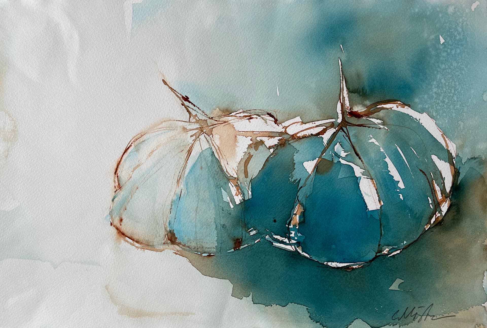 Watercolor painting of garlic
